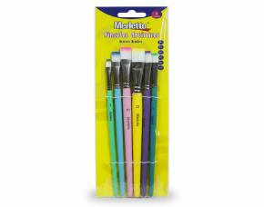 Jgo.6 Pinceles Planos #2,#4,#6,#8,#10,#12 Colores Varios