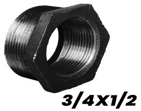 Bushing Hexagonal Hierro Negro 3/4X1/2\