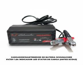 CARGADOR/MANTENEDOR DE BATERIA SCHUMACHER 6V/12V 1.5A INDICADOR LED STATUS DE CARGA (ANTES SC1343)