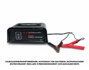 CARGADOR/MANTENEDOR AUTOMAT DE BATERIA SCHUMACHER 6V/12V/8AMP IND.LED P/ENCEDIDO/EST D/CARGA(SC1357)