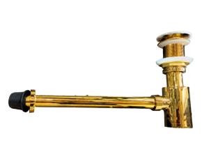 Sifon Visto Dorado Base Cuadrada Para Lavamanos De Vidrio