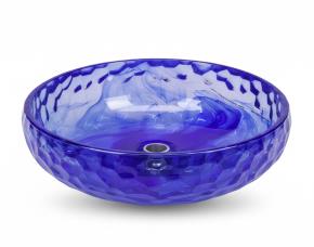 Lavamanos De Vidrio Century Redondo De Sobreponer 460X460X200 Azul