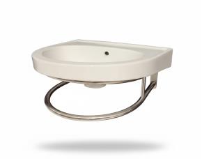 Lavamanos De Ceramica 410X360X170Mm Aereo Con Porta Taolla Acero Inox 304 Redondo