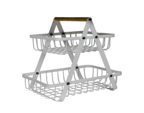 Canasta Metalica Doble Con Agarradera, Blanca 11 3/8X10 5/8X6 5/8\