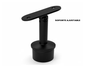 Soporte Recto Para Pasamanos Base Ajustable Acero Inoxidable Negro 304, 42.4Mm