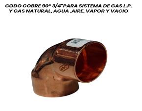 Codo Cobre 90˚ 3/4\