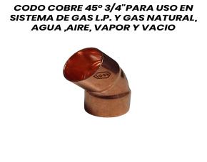 Codo Cobre 45˚ 3/4\