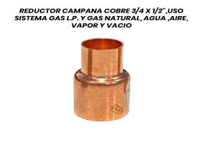 Reductor Campana Cobre 3/4 X 1/2\
