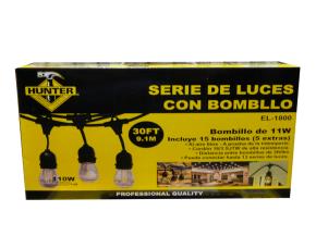Juego 15 Luces Led En Serie Con Cable 9.1M(30Ft) 18/2 Sjtw, 11W E27