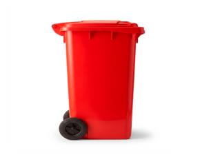 Basurero Plastico 120 Litros Sin Pedal, Con Tapa Y Ruedas, Rojo, Equivale Am-Vic-120Hd-Rojo