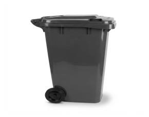 Basurero Plastico 240 Litros Sin Pedal, Con Tapa Y Ruedas, Negro