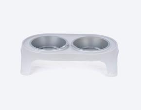 Comedero Alto Para Perro Pequeño Gris Hielo/Gris Metalizado