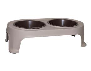 Comedero Alto Para Perro Mediano Gris Hielo/Gris Metalizado