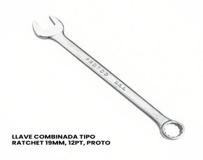 LLAVE COMBINADA 19MM, 12PT, PROTO