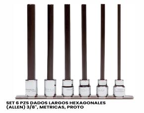 SET 6 PZS DADOS LARGOS HEXAGONALES (ALLEN) 3/8\