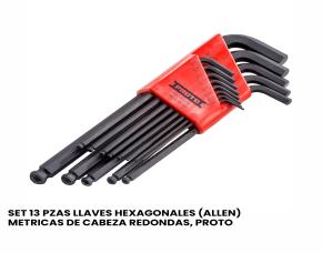 SET 13 PZAS LLAVES HEXAGONALES (ALLEN)  METRICAS DE CABEZA REDONDAS, PROTO