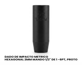 DADO DE IMPACTO METRICO HEXAGONAL 2MM MANDO 1/2\
