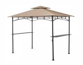 Gazebo 8′X5′ Metal- Tela Café, 2 Estantes- Ganchos P/Colgar Accesorios, Hampton Bay.