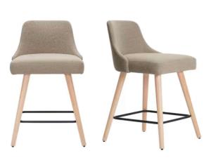 Jgo. 2 Sillas Beige D/Madera Tapizado Para Barra-Comedor, Stylewell.
