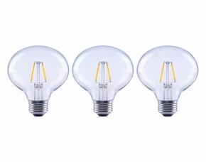 Paq. De 3 Bombillos Led Tipo Globo G25 2.5=25W, 3000K, Bright White,E26,Dimeable, 250Lumens, E...