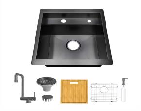 Lavatrasto Comercial De Cocina-Bar Negro-Gun Metal 15\