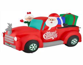 Muñeco Inflable Santa Claus En Auto Navideño 8.5 Con Luces Led Multicolor Para Uso Inter-Ext...