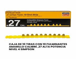 CAJA DE 10 TIRAS C/10 FULMINANTES AMARILLO CALIBRE ,27 ALTA POTENCIA NIVEL 4 SIMPSON