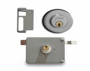 Cerradura De Sobreponer Derecha 50Mm, 3 Pestillos, Cilindro Fijo, Serie 2250, Gris, Llave Ambo...