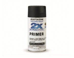 SPRAY PRIMER NEGRO MATE 2X ULTRA 12 OZ, USO MADERA, METAL, PLAST, MIMBRE Y OTRAS SUPERF.RUST-OLEUM