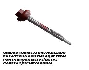 Unidad Tornillo Galvanizado Para Techo Con Empaque Epdm Punta Broca Metal/Metal Cabeza 5/16\