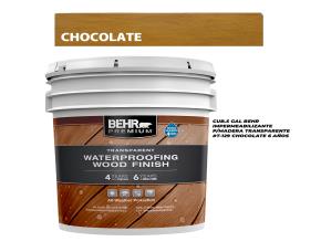 Cub.5 Gal Behr Impermeabilizante P/Madera Transparente #T-129 Chocolate 6 Años D/Protecc.