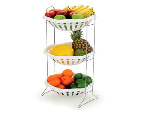 Frutera Triple Redonda Soporte Acero Cromo/ Despositos Plastico (Descont)