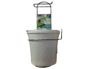 Porta Rollo De Papel Higienico Acero Cromado Con Basurero Plastico Blanco