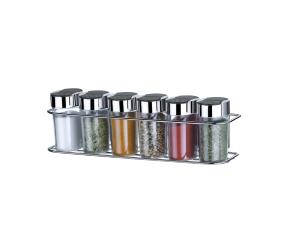 Organizador De Condimentos De 6 Recipientes Para Pared Acero Cromado(Descont)