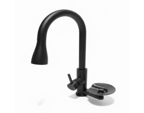 Grifo Para Cocina Acero Inox Color Negro Con Lava Copas/Vasos