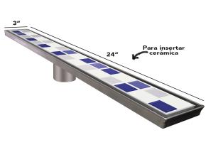 Drenaje Rectangular Acero Inox 316 Marino Satin P/ Insertar Ceramica 24\