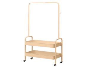 Perchero Metalico Beige C/Doble Deposito P/Ropa Y Rodos Plast.26 3/4X11 7/8X63\