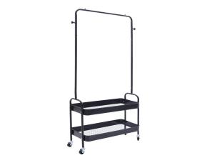Perchero Metalico Negro C/Doble Deposito P/Ropa Con  Rodos Plast.26 3/4X11 7/8X63\