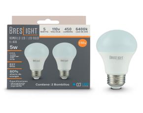 Paquete 2 Bombillo Led 5W 6400K E27 110V Economico