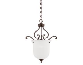 Lampara De Techo Colgante Con Vidrio Blanco 1 Luz Courtney Lakes Bronce