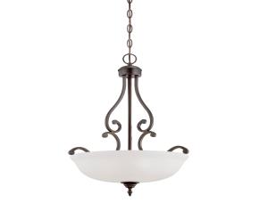 Lampara De Techo Colgante Con Vidrio Blanco 3 Luces Courtney Lakes Bronce