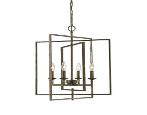 Lampara De Techo Colgante Tipo Vela 4 Luces Lantern Plateado Antiguo