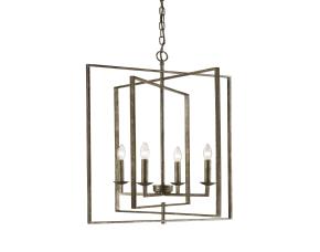 Lampara De Techo Tipo Vela 4 Luces Lantern Plateado Antiguo