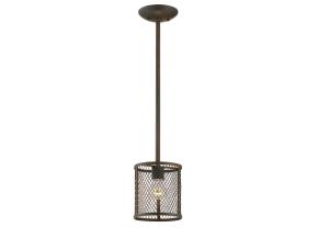 Lampara De Techo Mini Colgante Con Malla De Alambre Metalica 1 Luz Akron Peltre Cepillado
