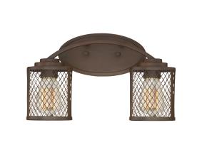 Lampara De Pared Con Malla De Alambre Metalica 2 Luces Akron Bronce