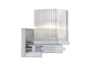 Lampara De Pared Con Vidrio Estriado Claro 4 Luces Vanity Cromo