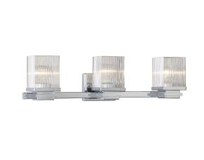 Lampara De Pared Con Vidrio Estriado Claro 3 Luces Vanity Cromo