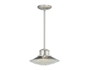 Lampara De Techo Mini Colgante Con Vidrio Prismatico Claro 3 Luces Semi Flush Niquel Cepillado
