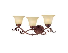 Lampara De Pared Con Vidrio Scavo Florentino 3 Luces Vanity Bronce
