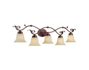 Lampara De Pared Con Vidrio Scavo Florentino 5 Luces Vanity Bronce
